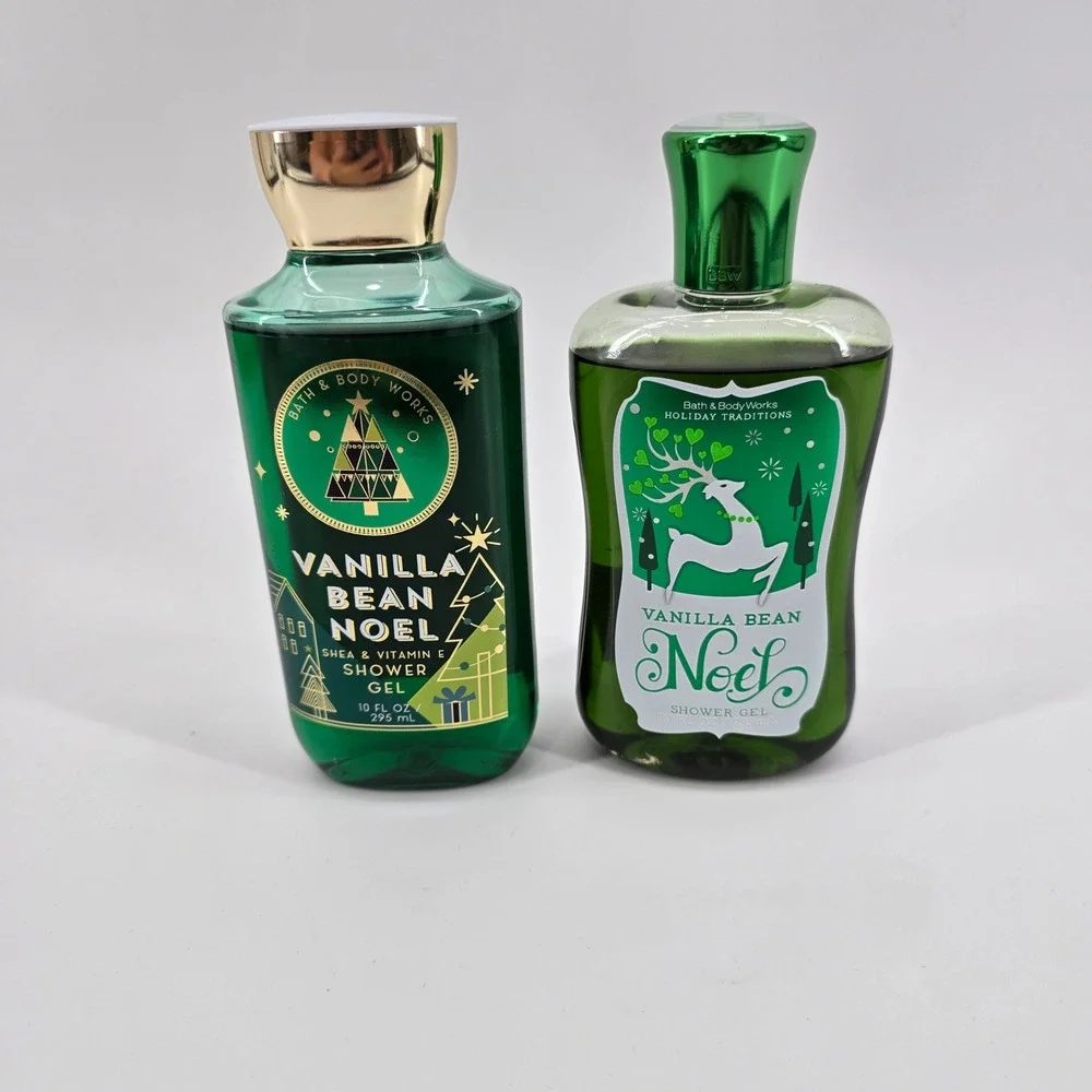 Bath & Body Works Shower Gel Vanilla Bean Noel Holiday 2pk Green 10oz New Unused